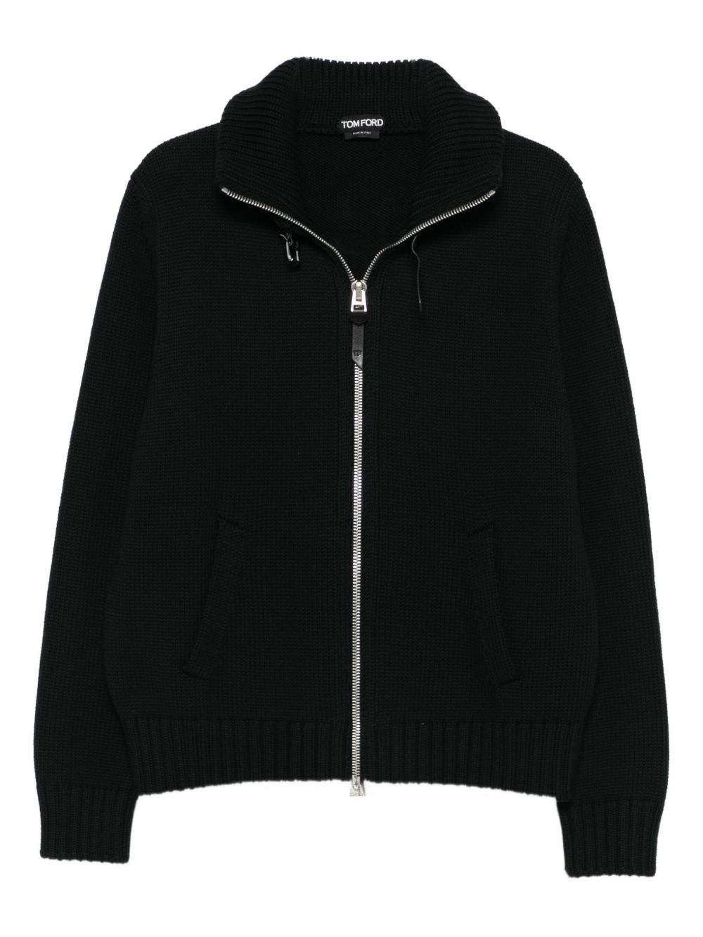 zip-front ribbed wool jacket