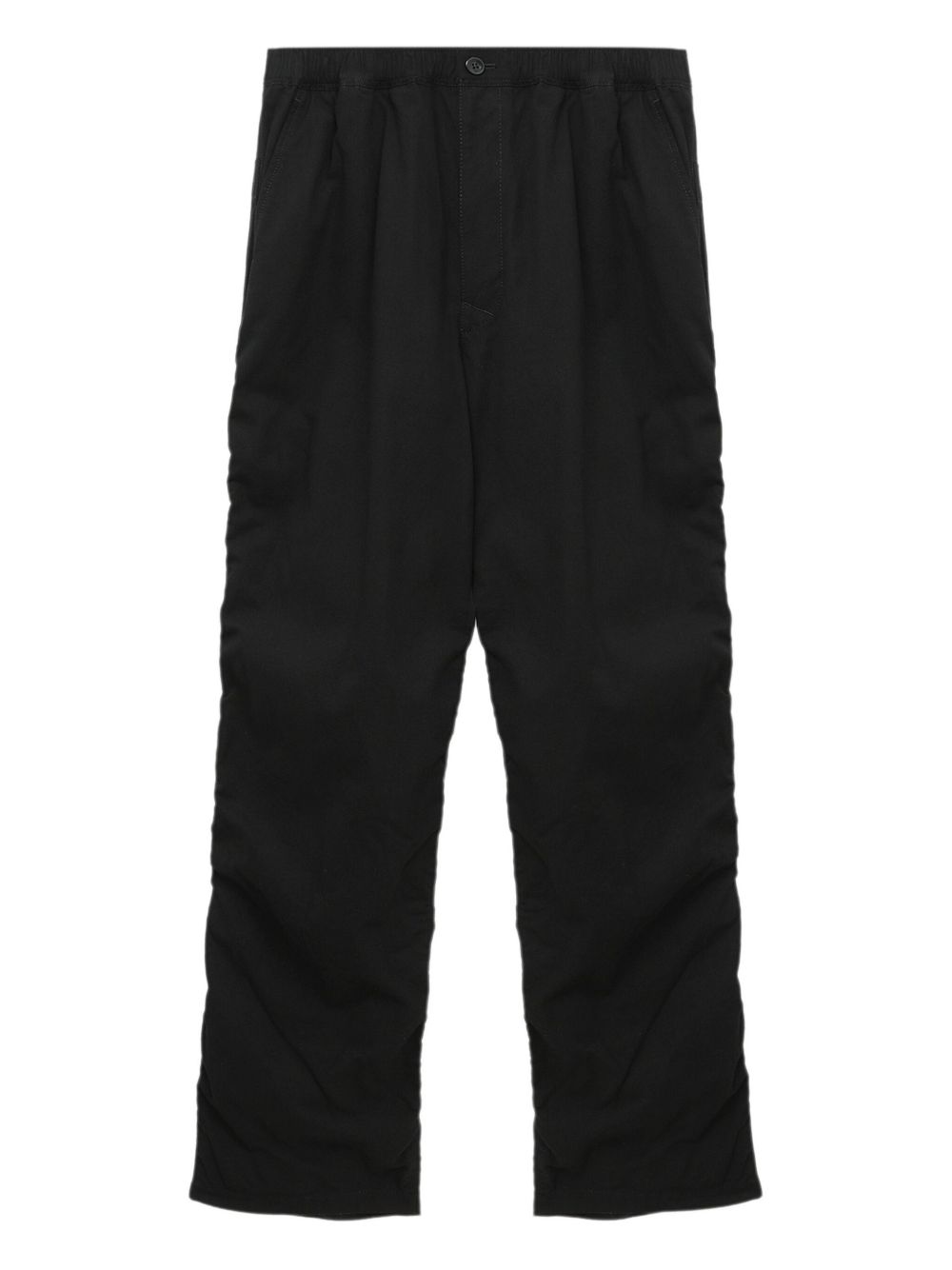 elastic-waist pocketed straight-leg trousers