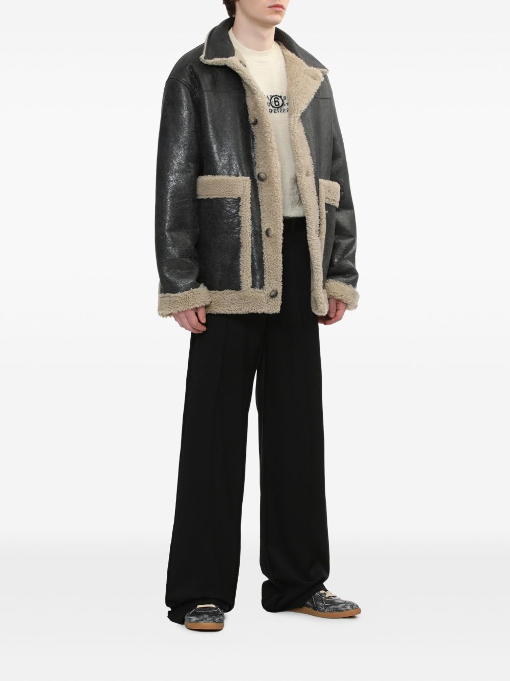 lambskin shearling-panel jacket
