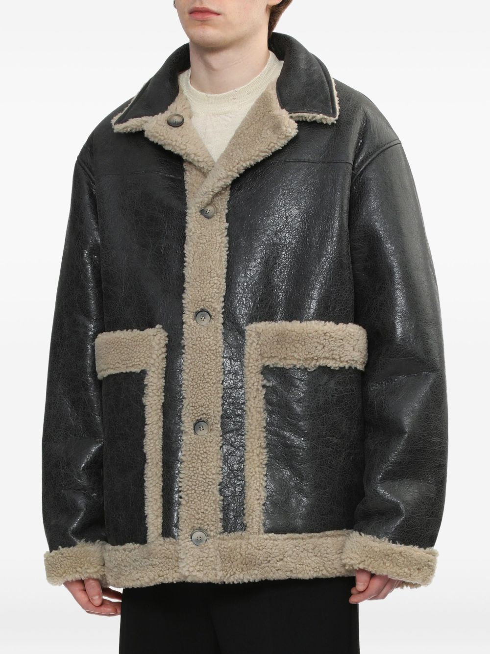 lambskin shearling-panel jacket