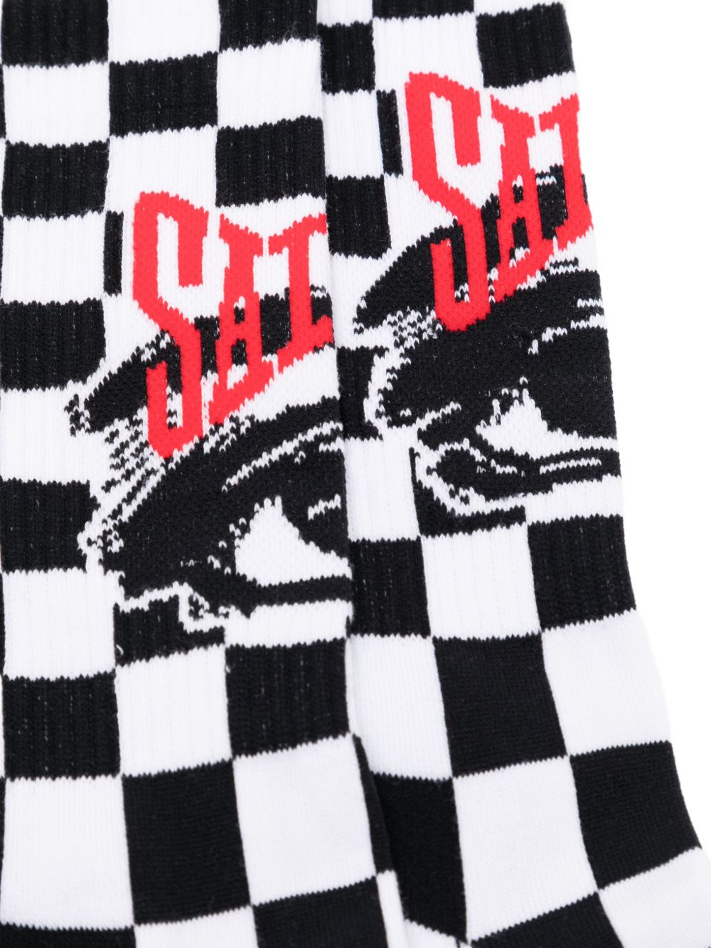 checkerboard-intarsia socks
