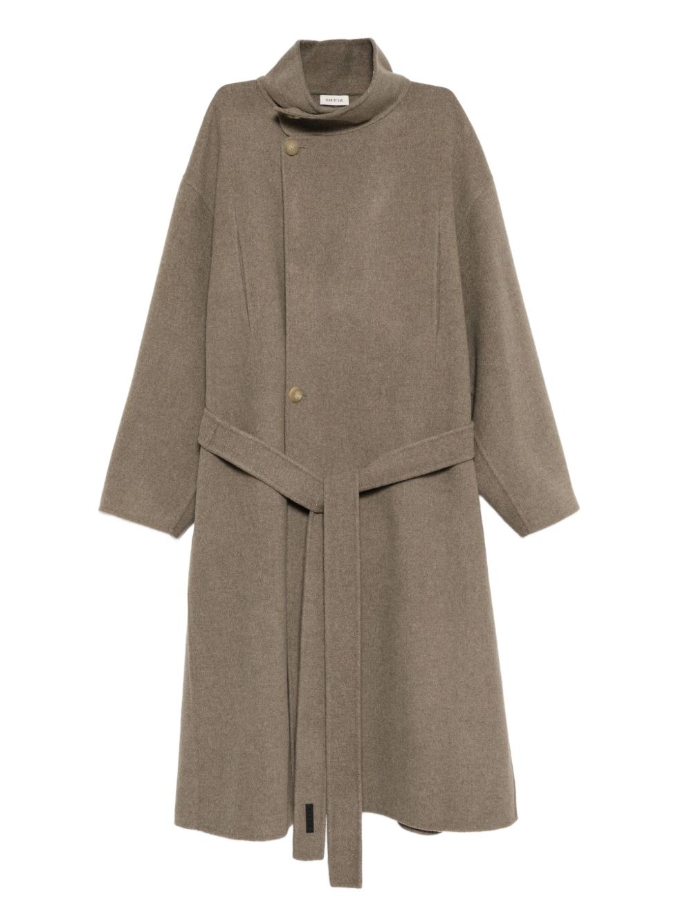 high-neck double-breasted coat
