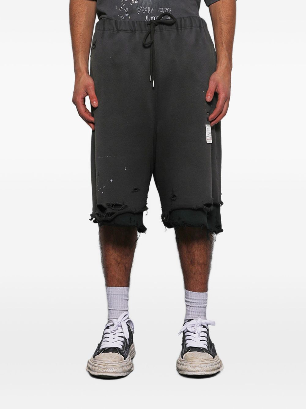 layered distressed shorts