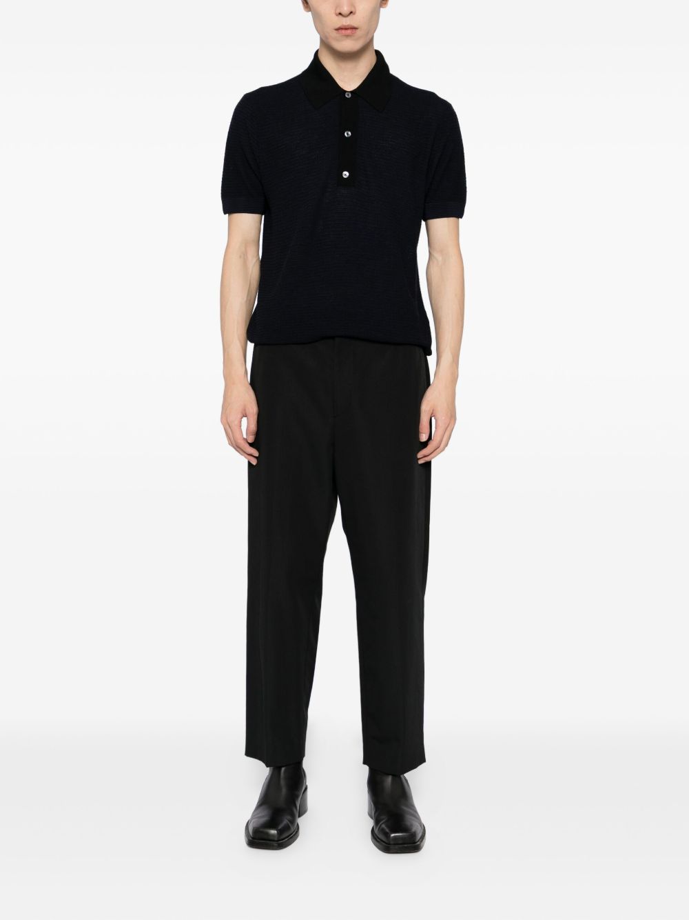 textured wool polo shirt