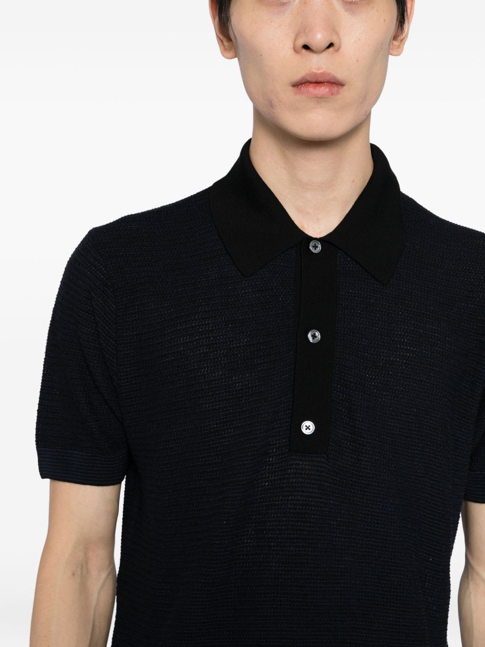 textured wool polo shirt