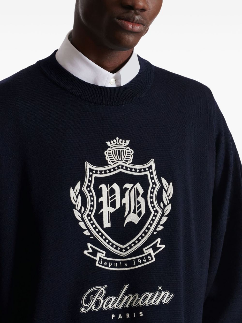 emblem striped sweater