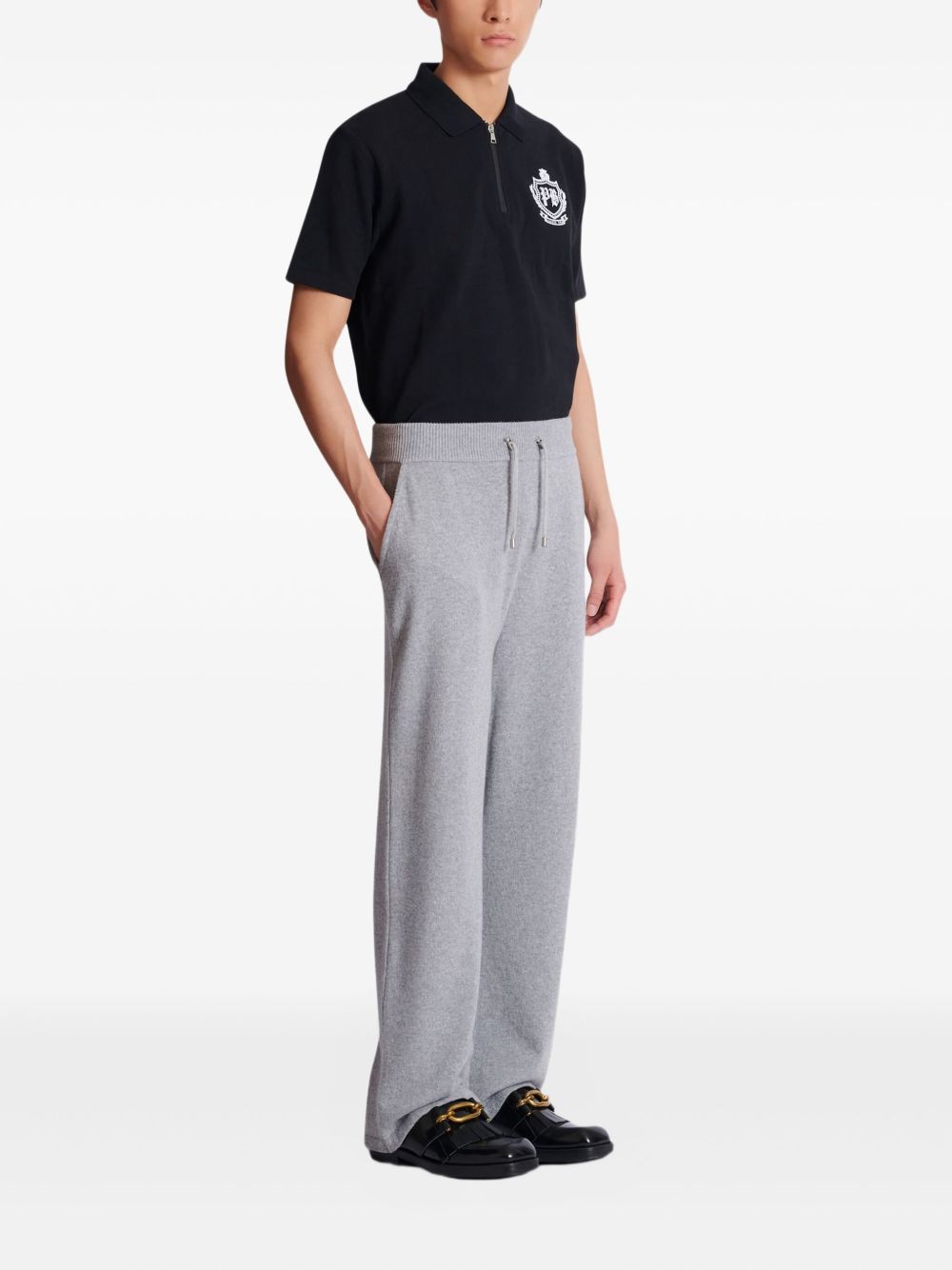 recycled cashmere-wool blend track pants