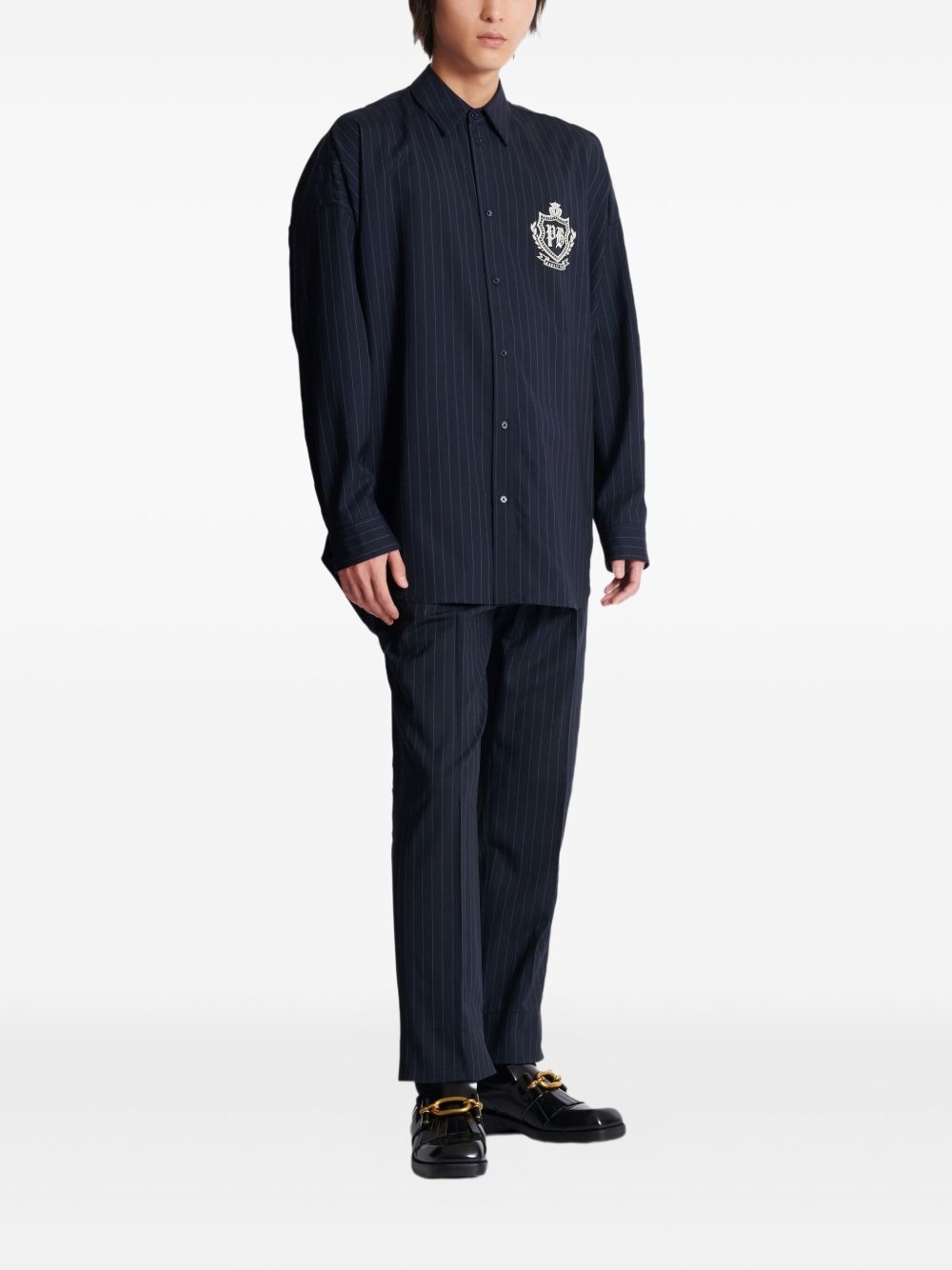 pinstripe emblem shirt