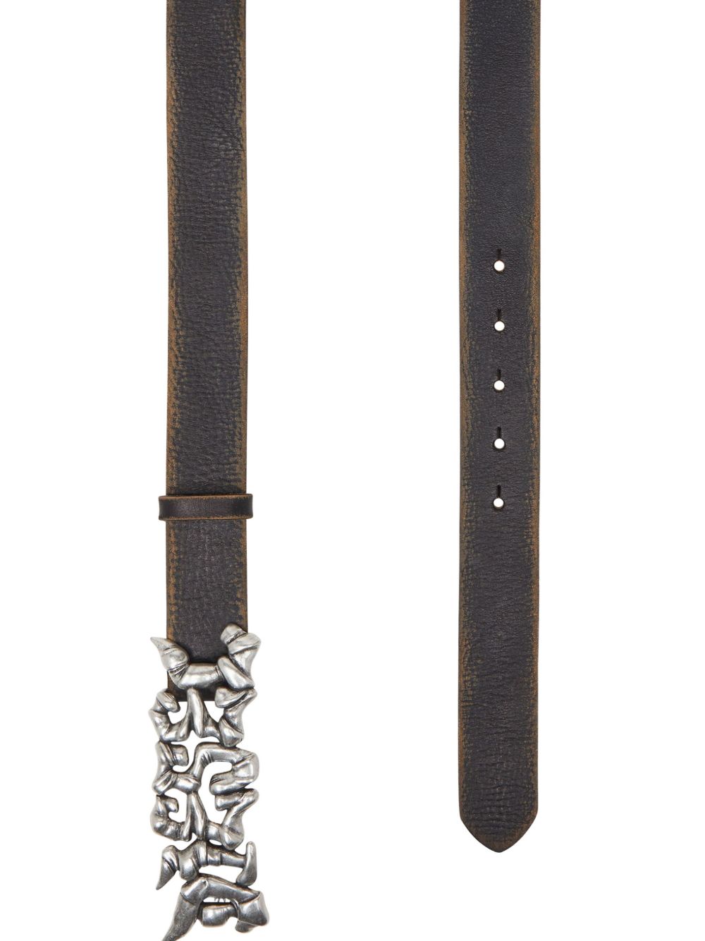graffiti-buckle leather belt