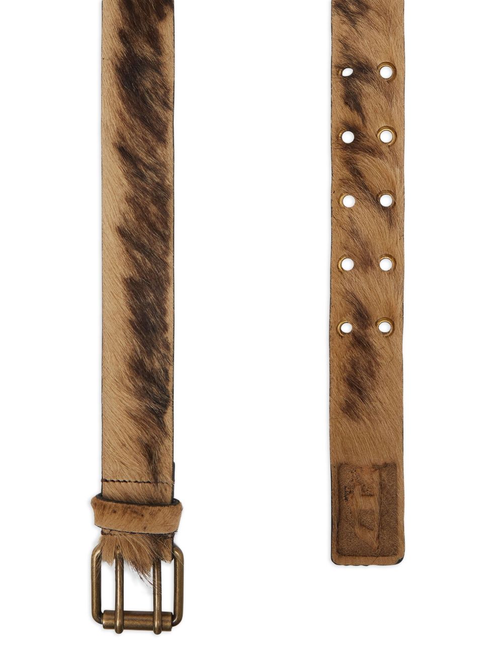 long-hair leather buckle belt