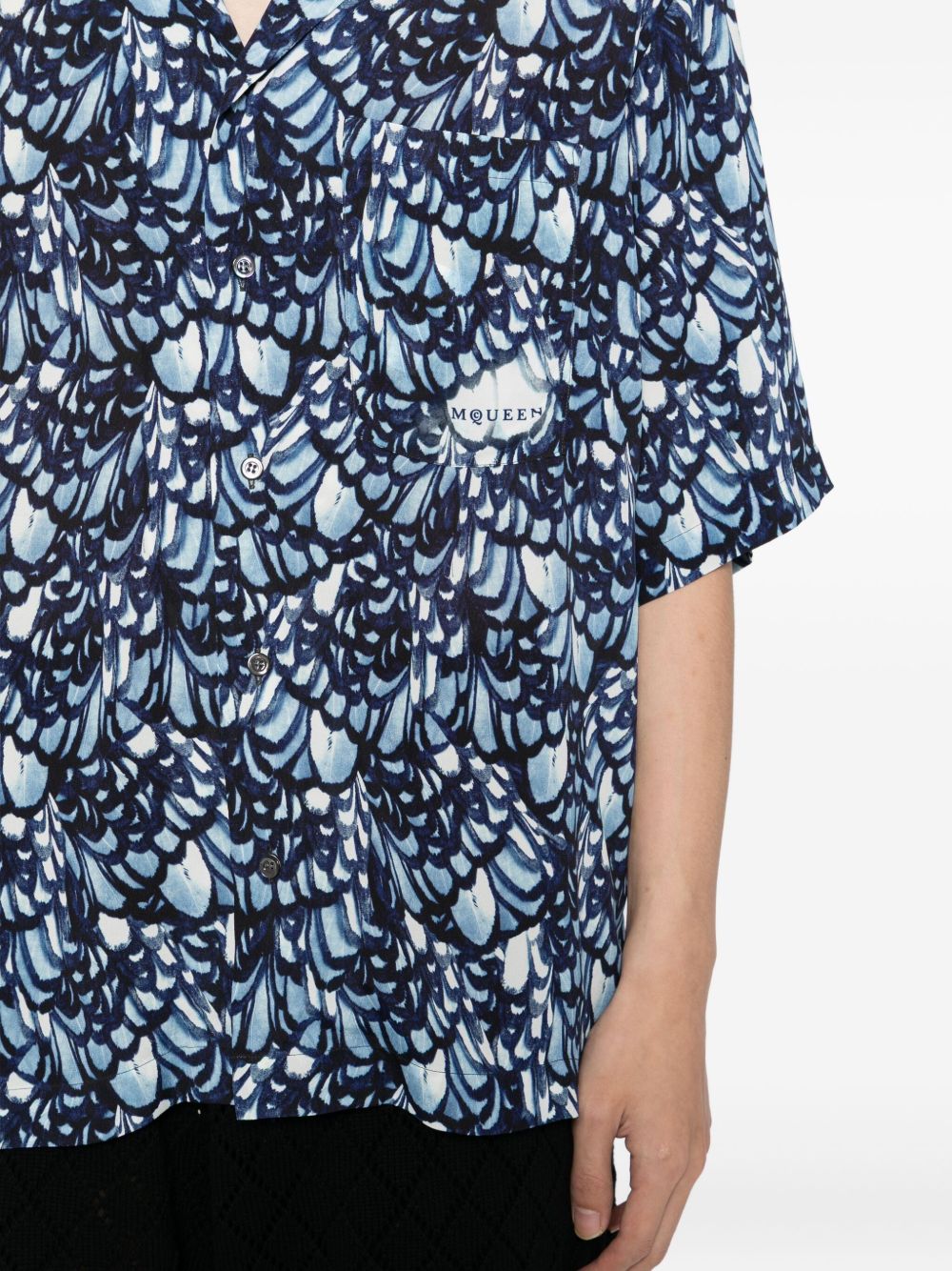 feather-print short-sleeve shirt