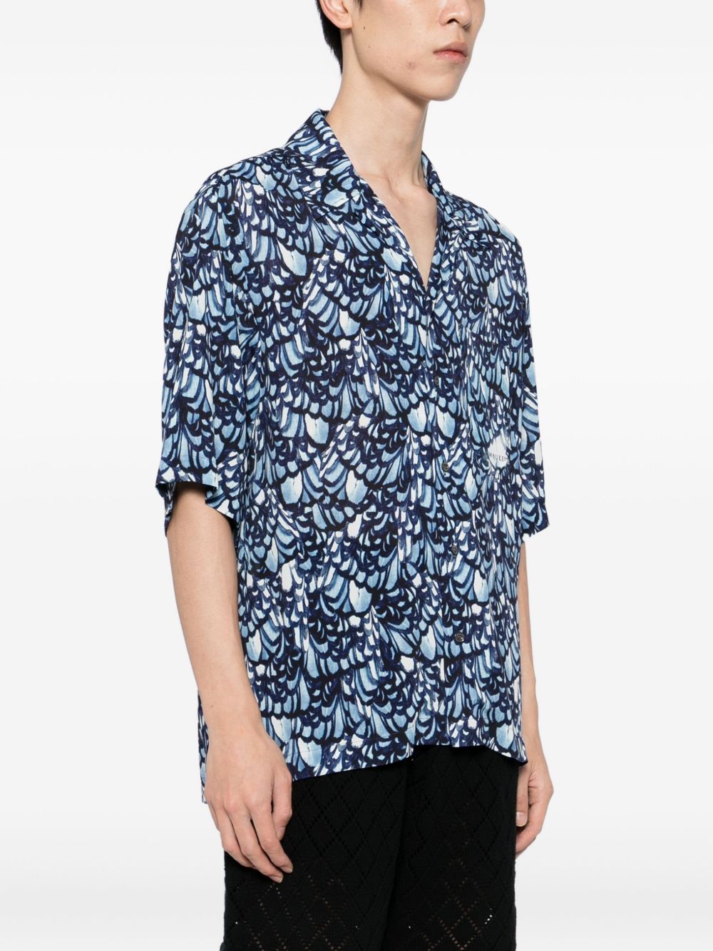 feather-print short-sleeve shirt
