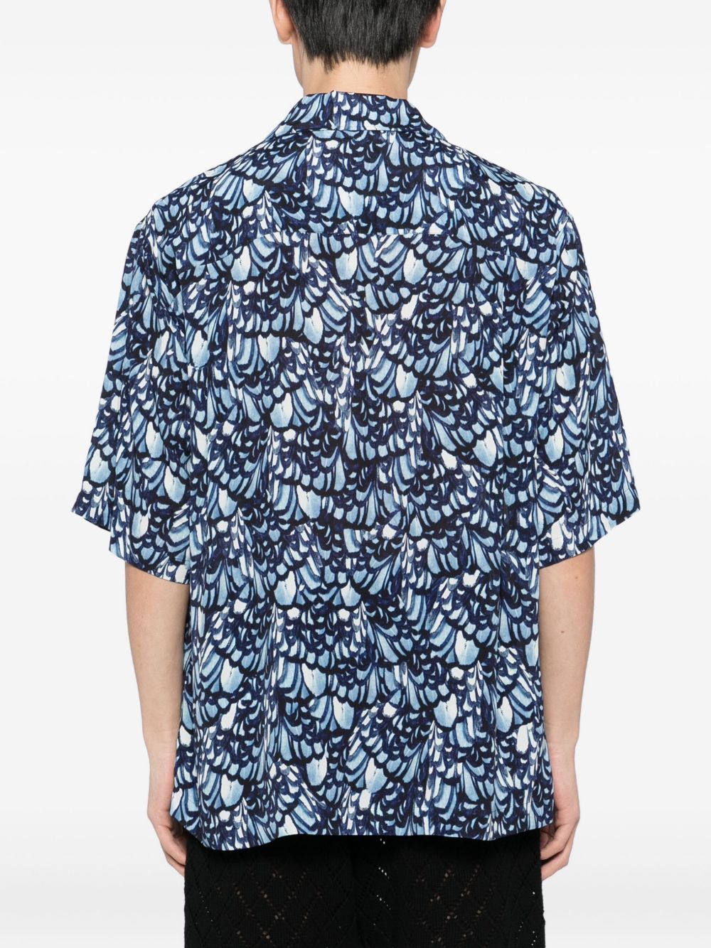 feather-print short-sleeve shirt