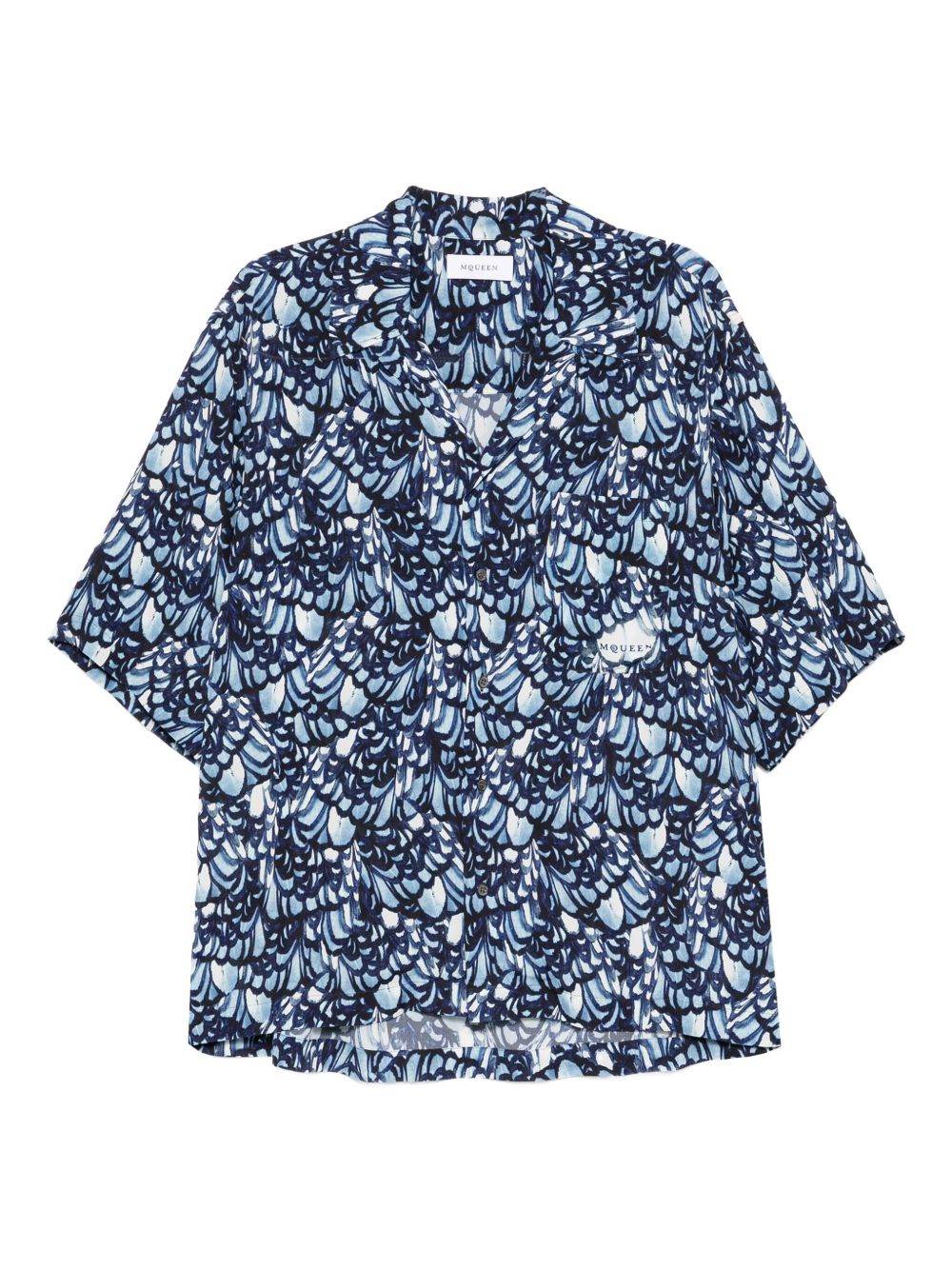 feather-print short-sleeve shirt