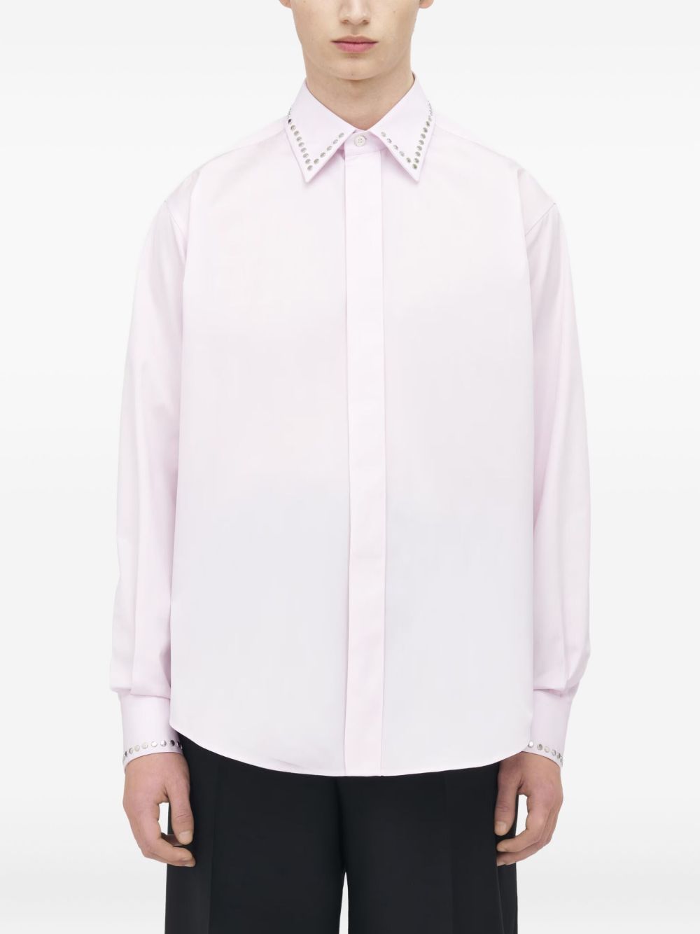 embellished-collar cotton shirt