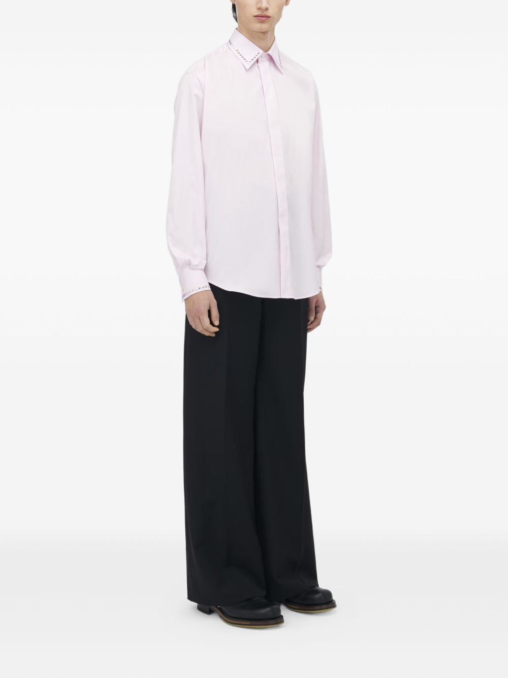 embellished-collar cotton shirt