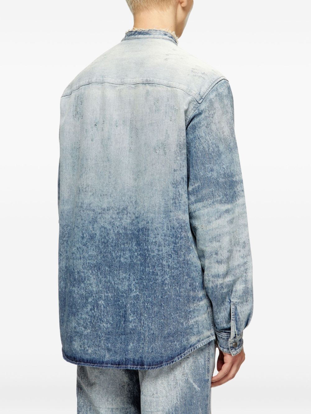 mandarin-collar denim shirt