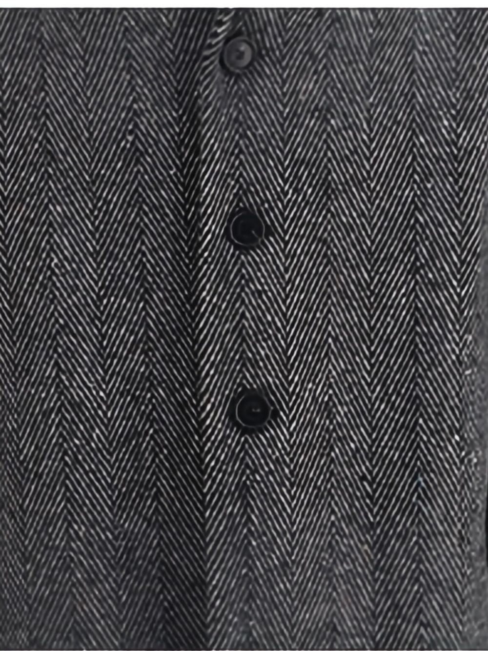 herringbone-pattern notched-lapel coat