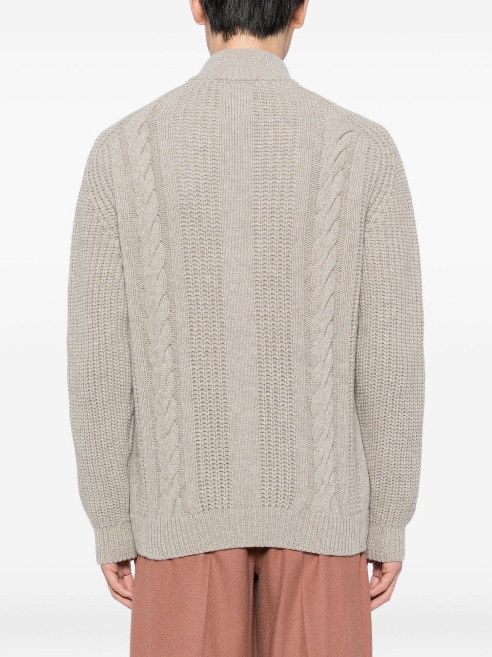 cable-knit zip-up cardigan