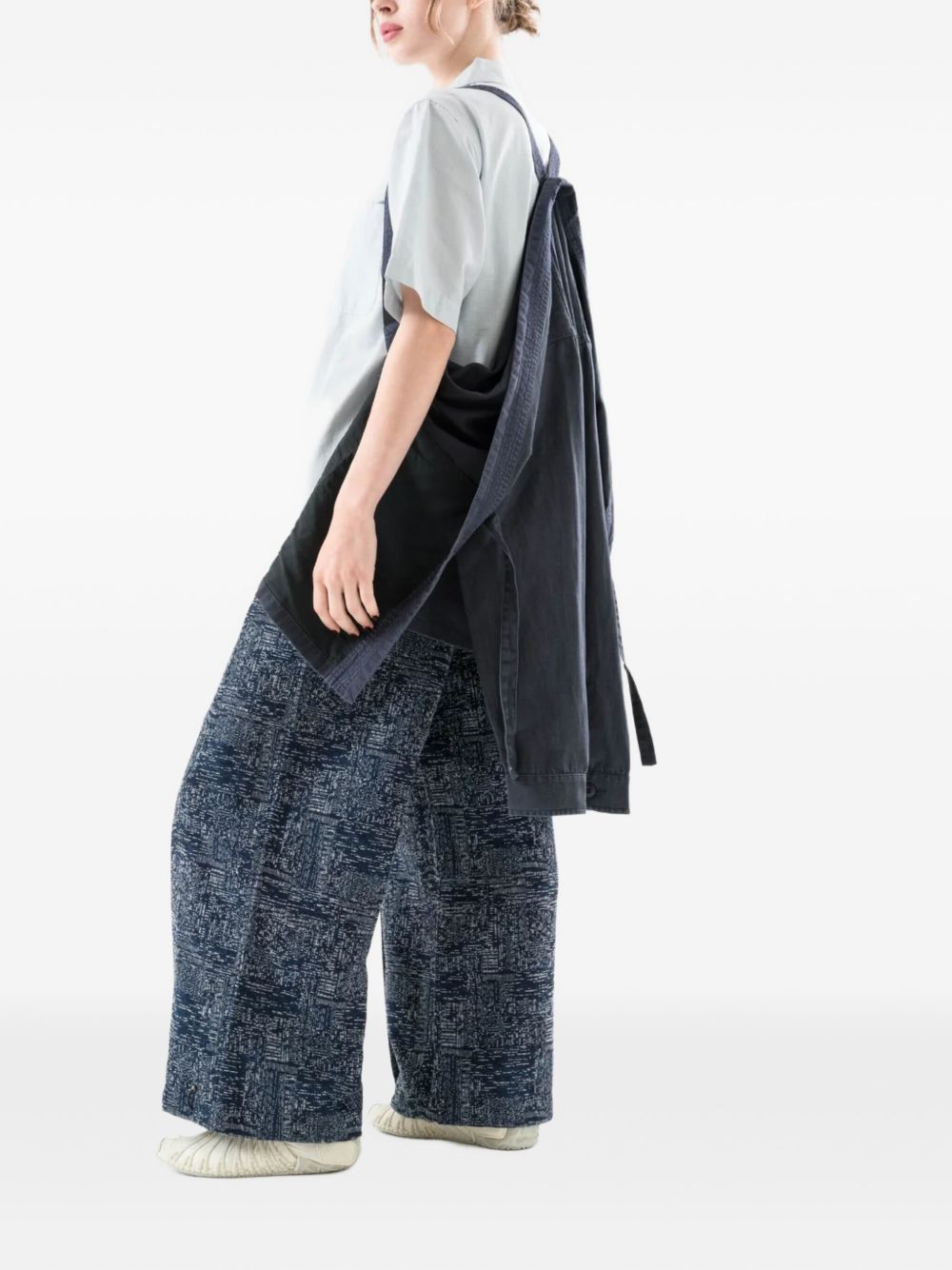 cotton-wool blend textured trousers