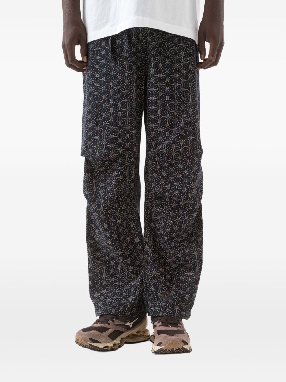 geometric-pattern track pants