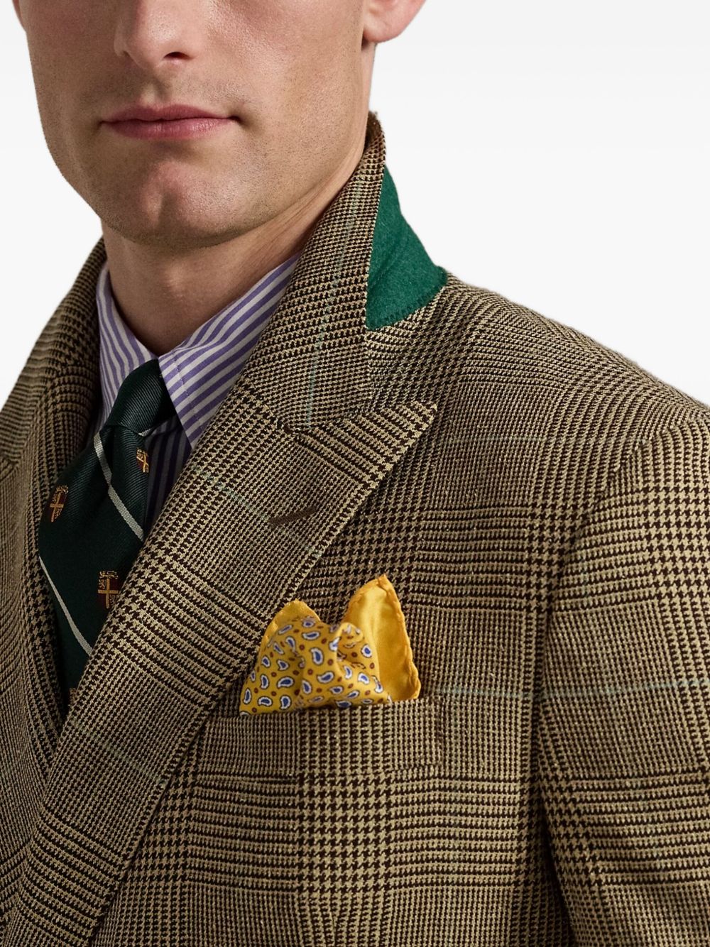 double-breasted checked-pattern blazer