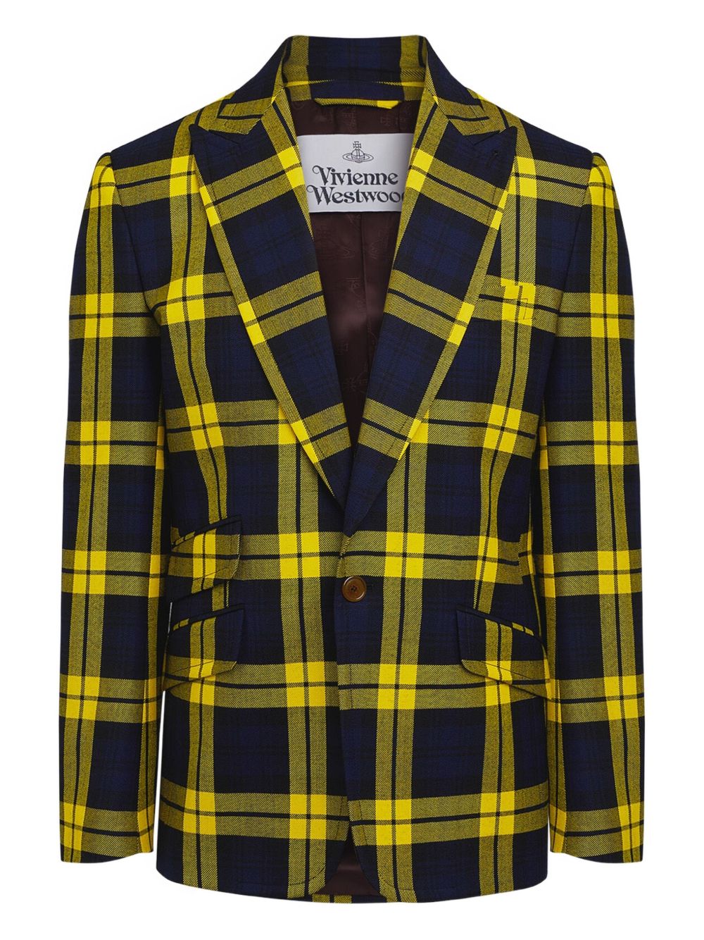 checked wool blazer