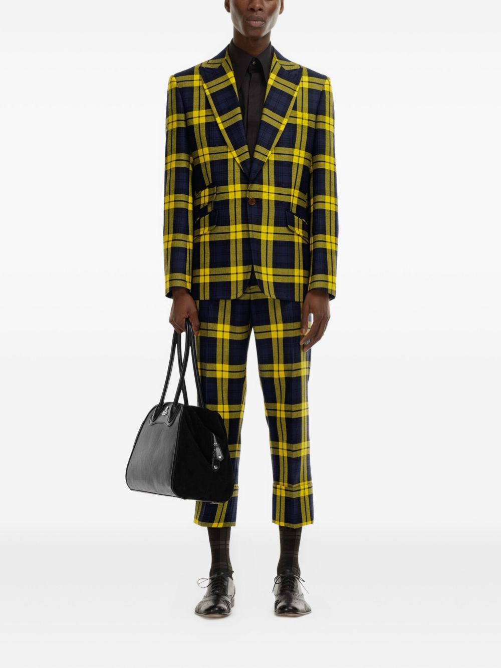 checked wool blazer