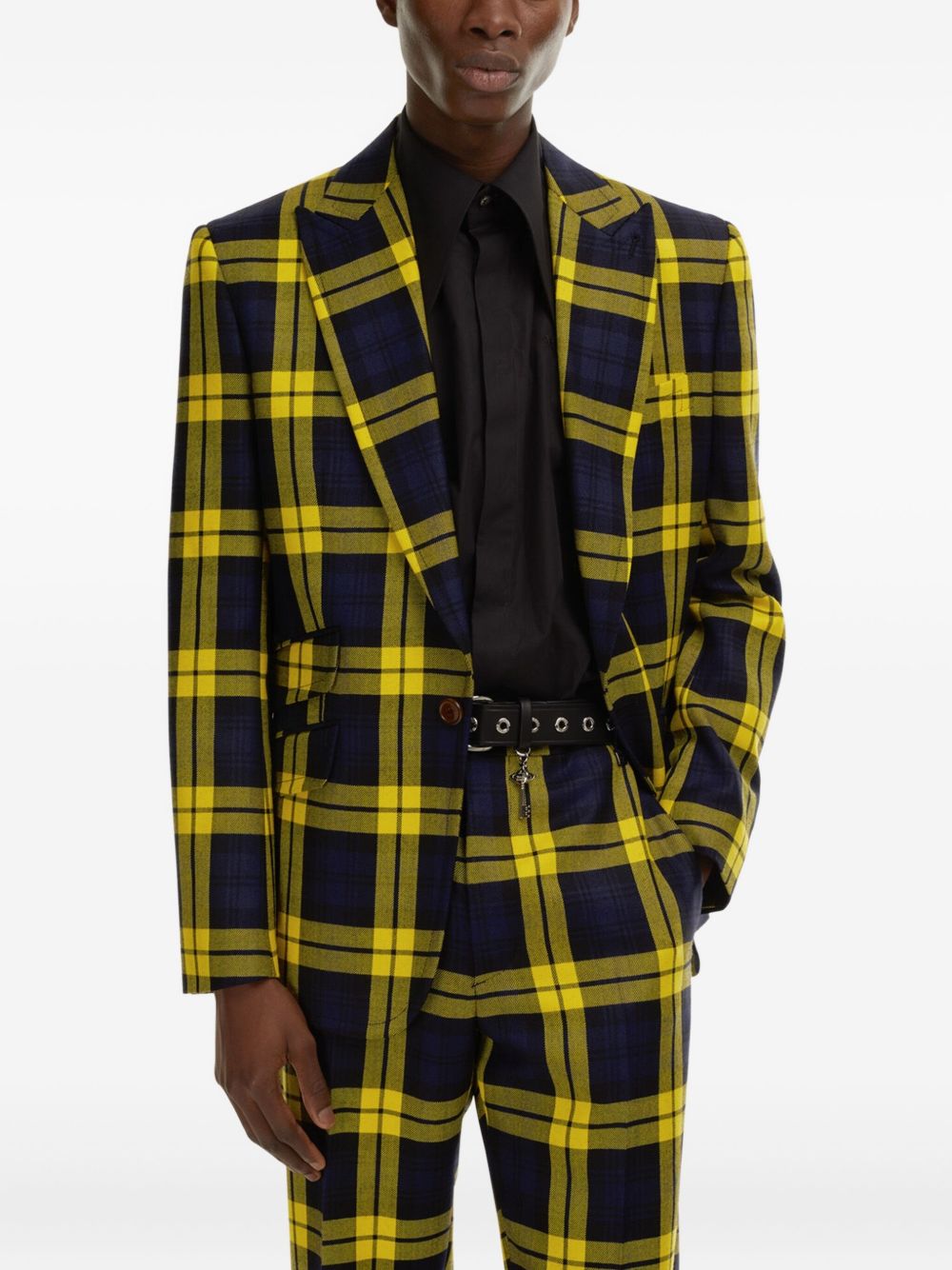 checked wool blazer