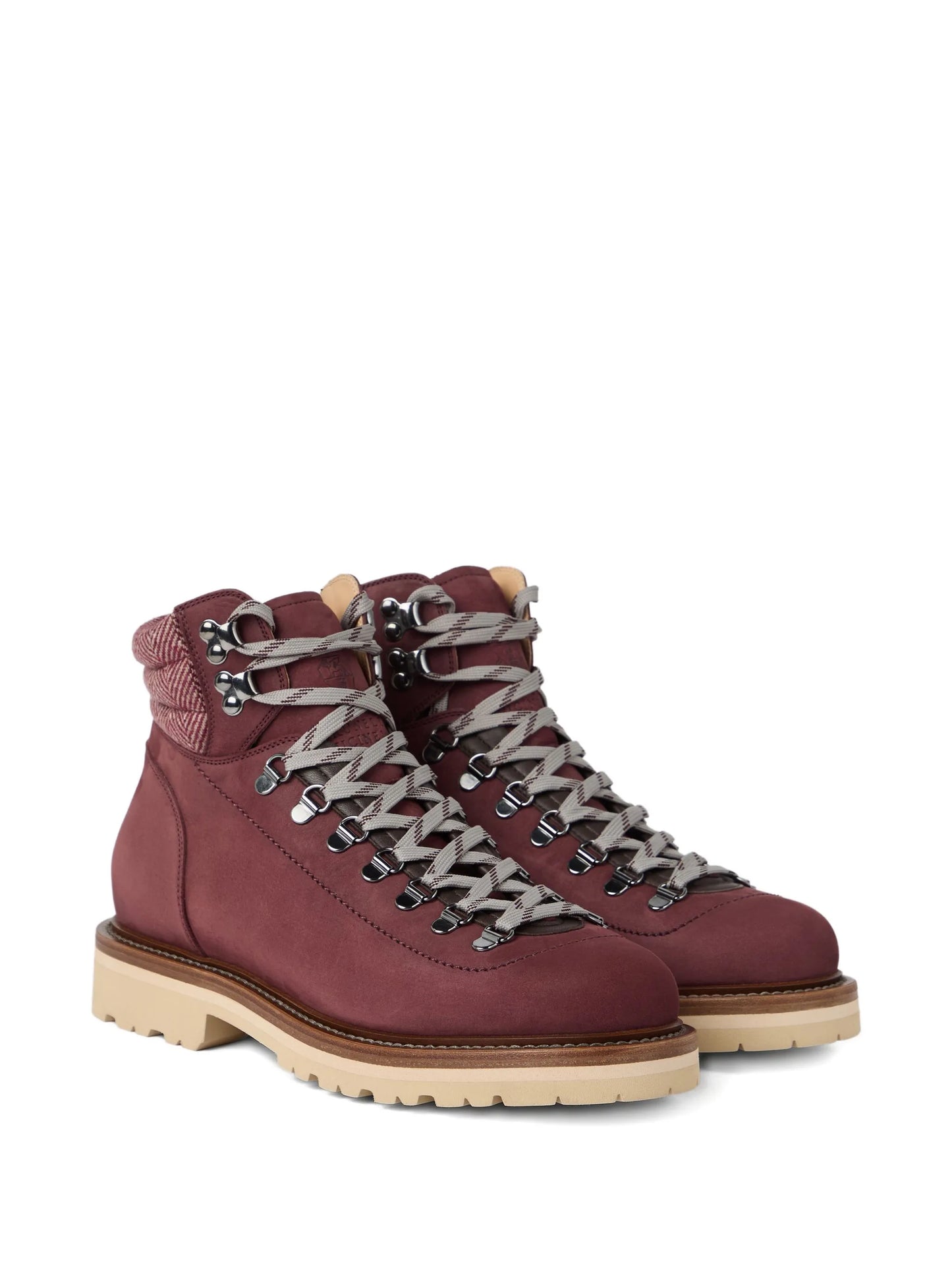 Lace-Up Herringbone-Detail Boots