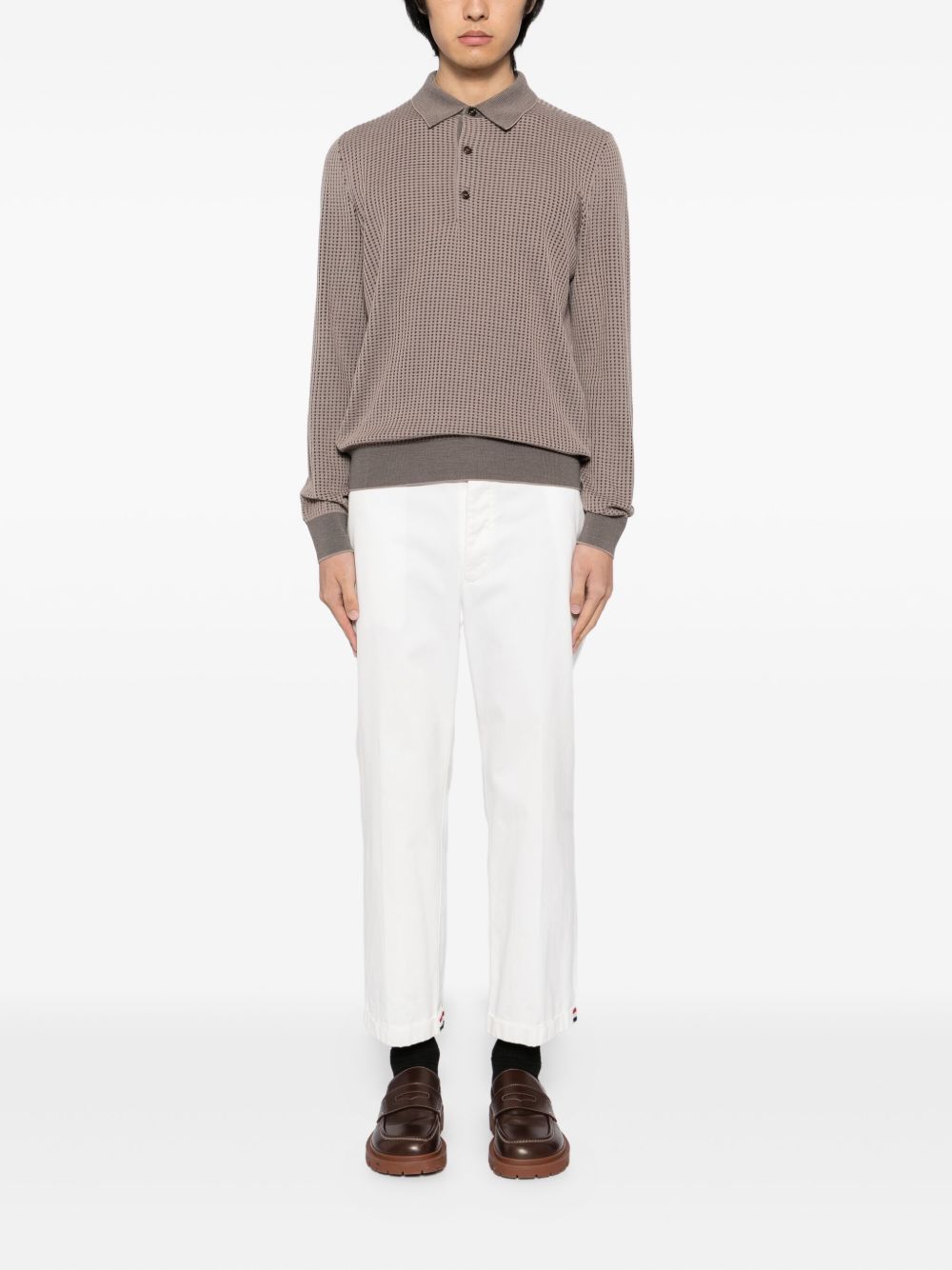 waffle-knit polo shirt