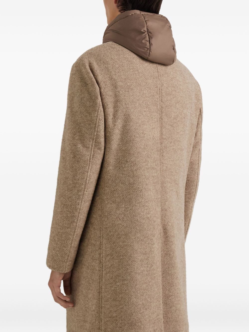 hooded single-breasted coat