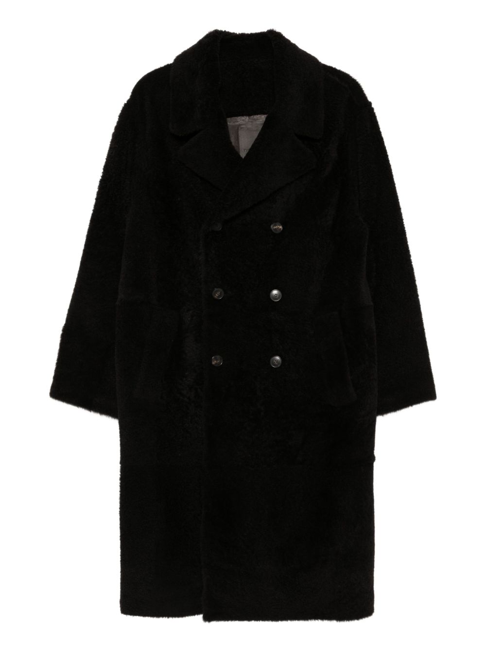 leather double-breasted coat