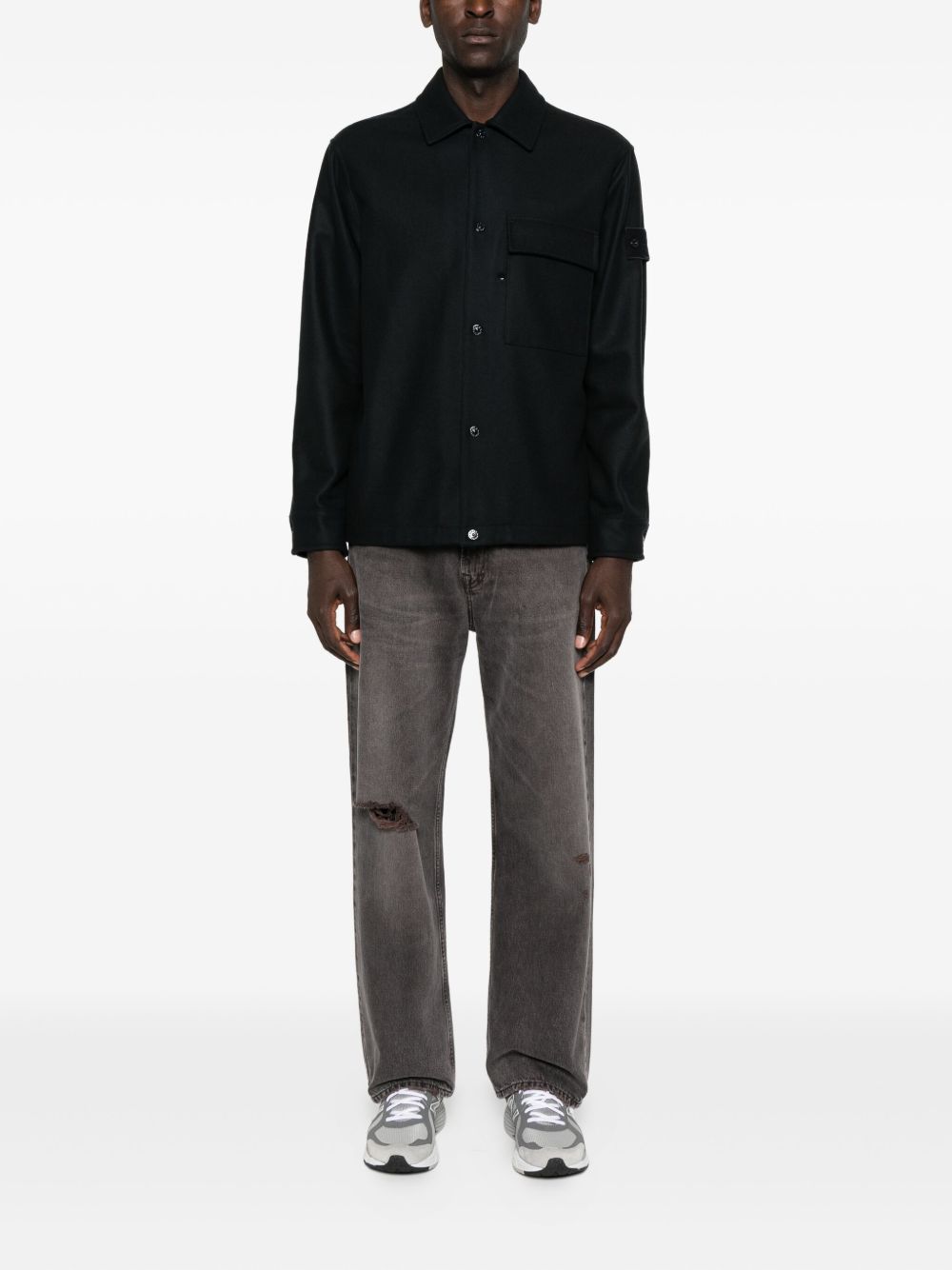 patch-pocket wool shirt