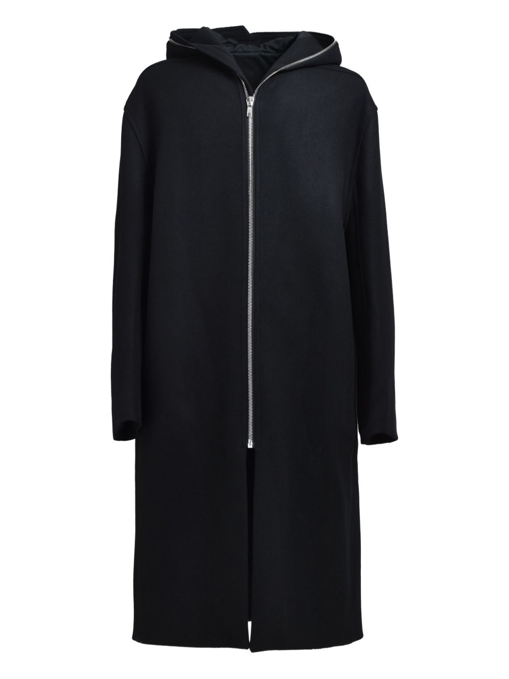 hooded zip-front coat