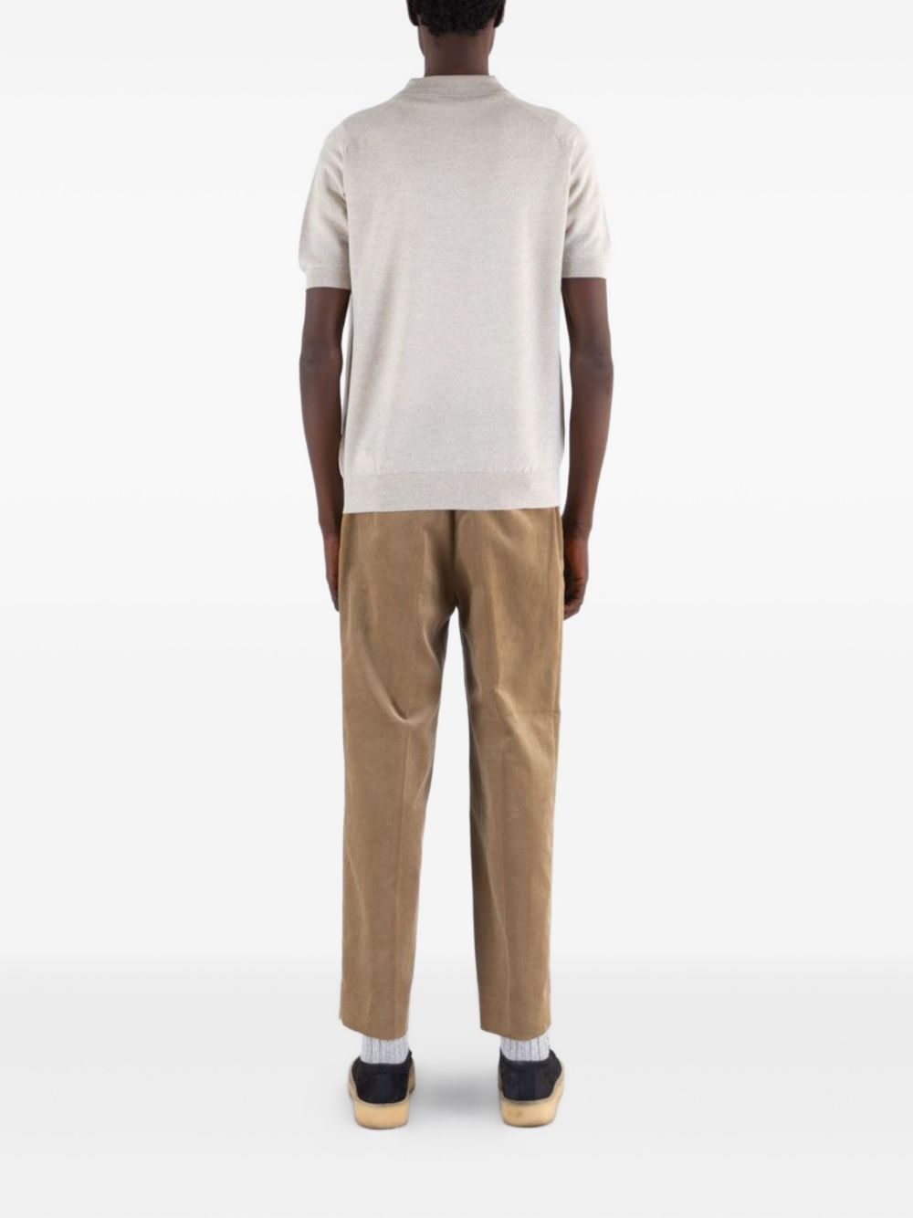 short-sleeved merino-wool polo shirt