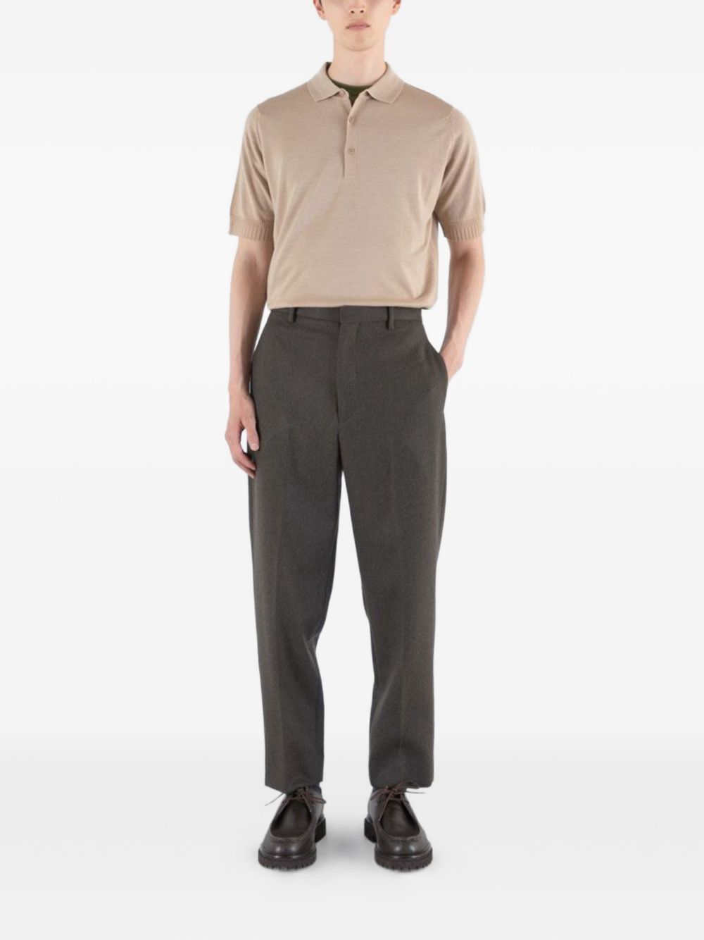 short-sleeved merino-wool polo shirt