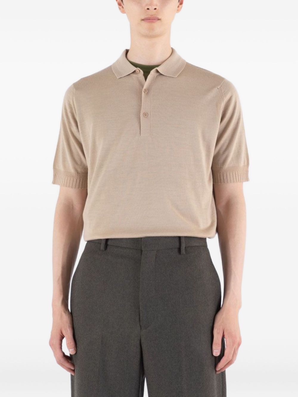 short-sleeved merino-wool polo shirt