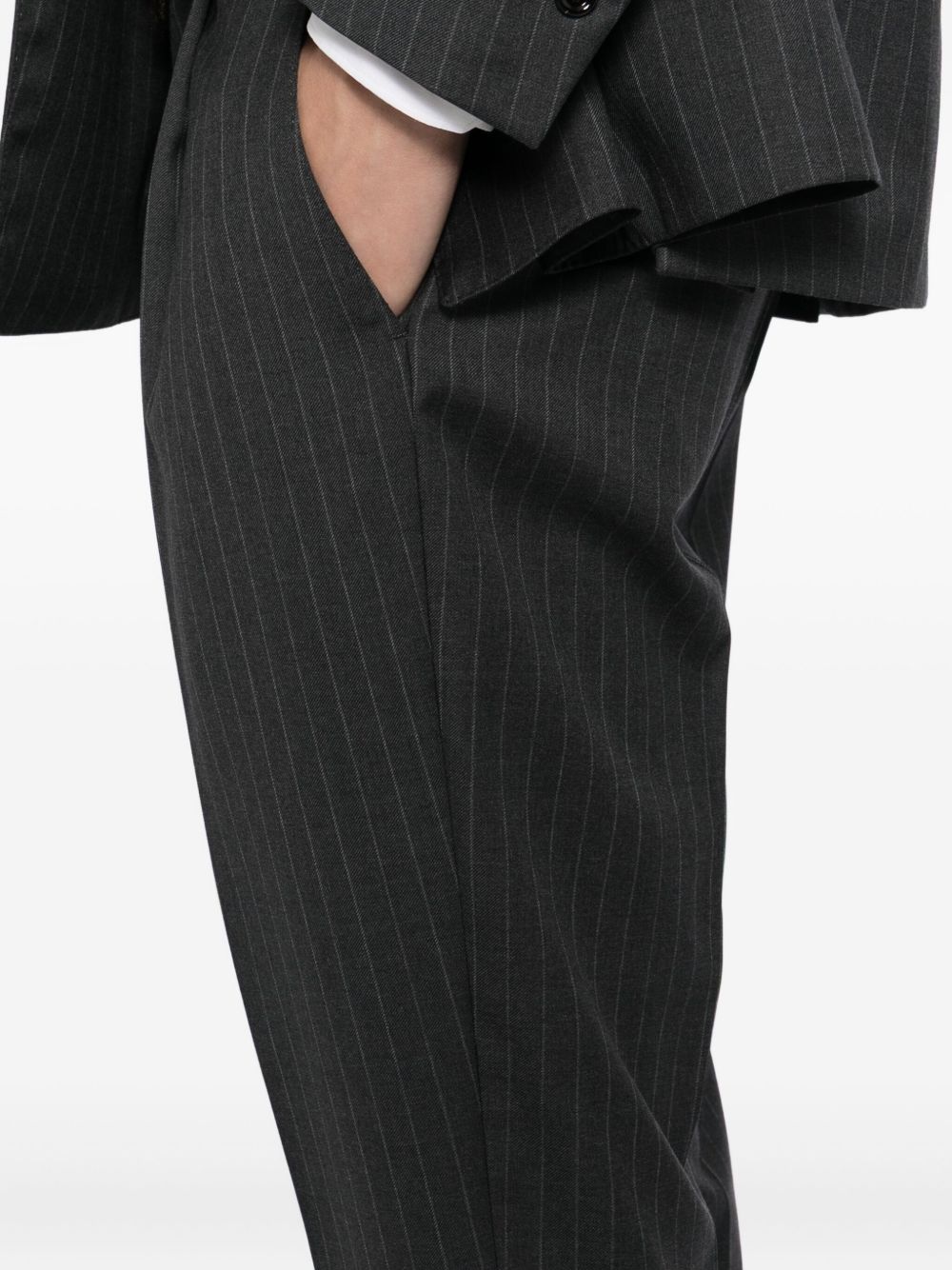 pinstripe-pattern double-breasted suit