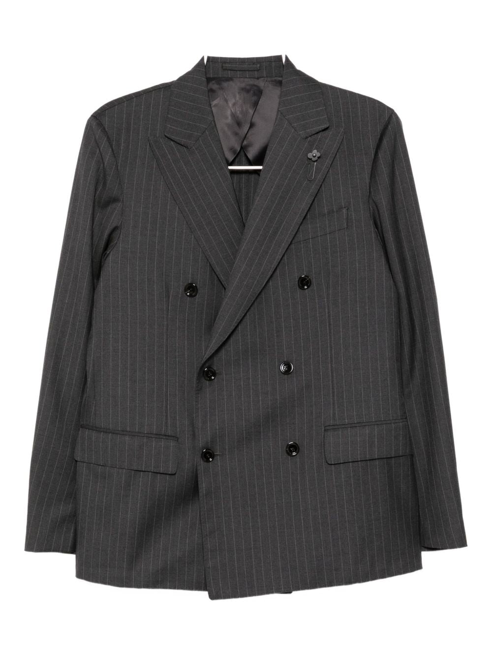 pinstripe-pattern double-breasted suit