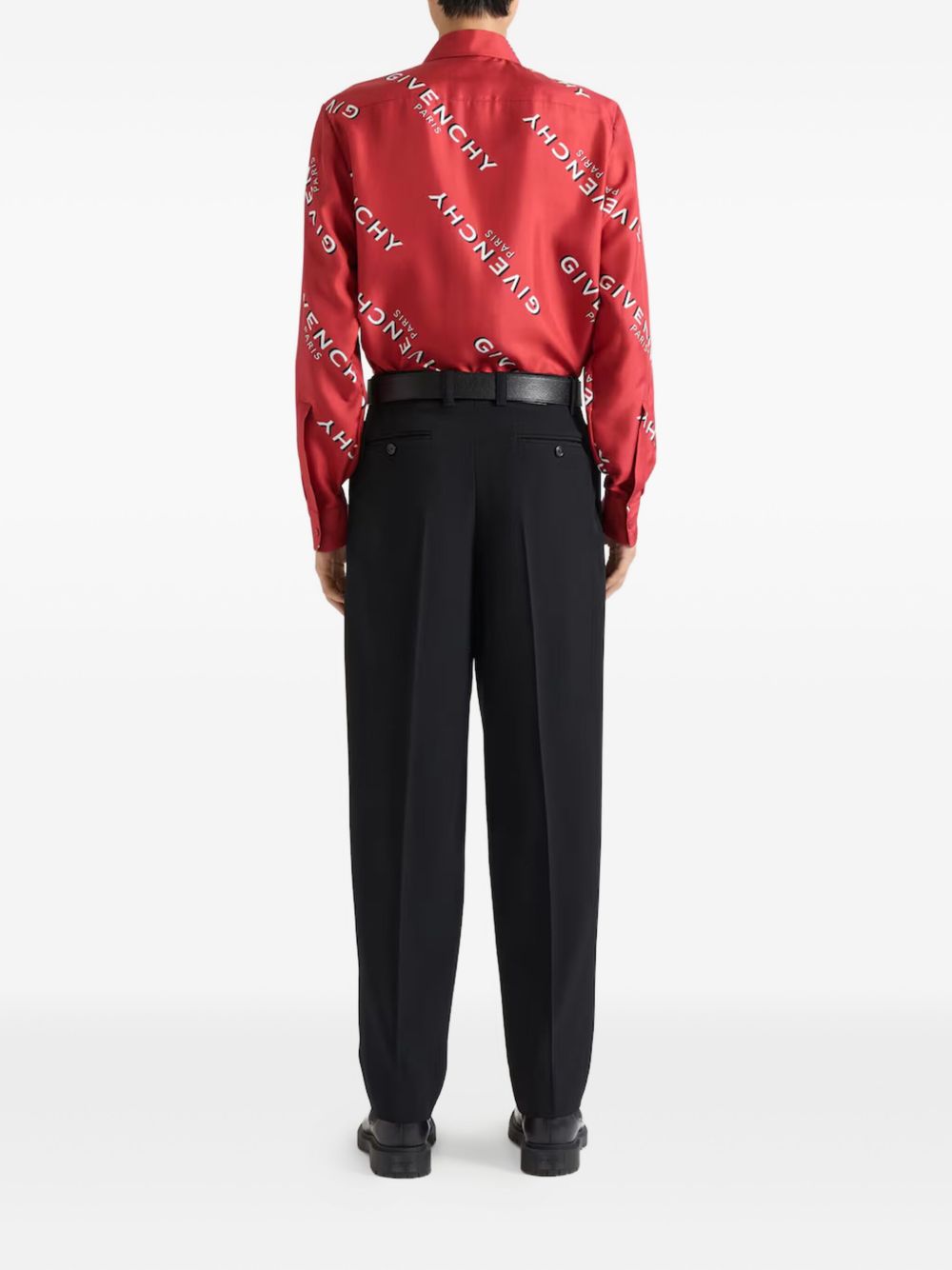 logo-print silk shirt