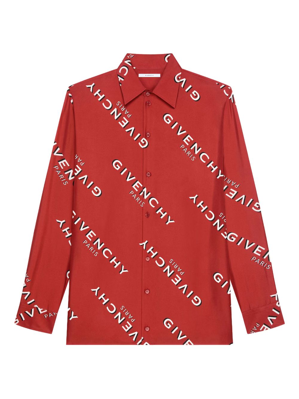 logo-print silk shirt
