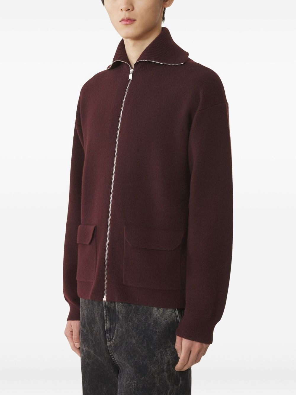 zip-fastening cashmere cardigan