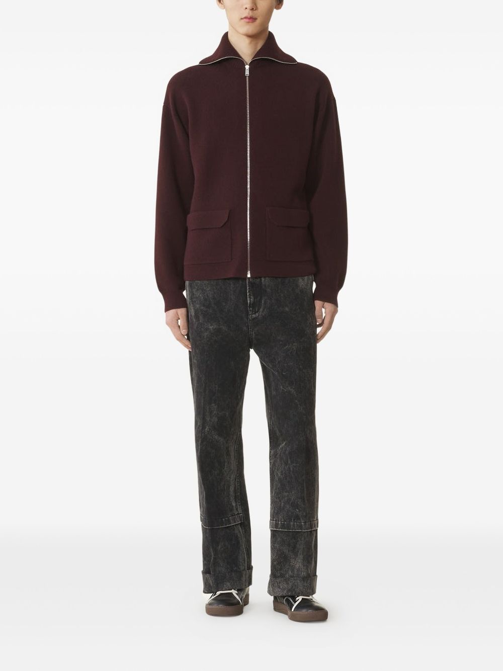 zip-fastening cashmere cardigan