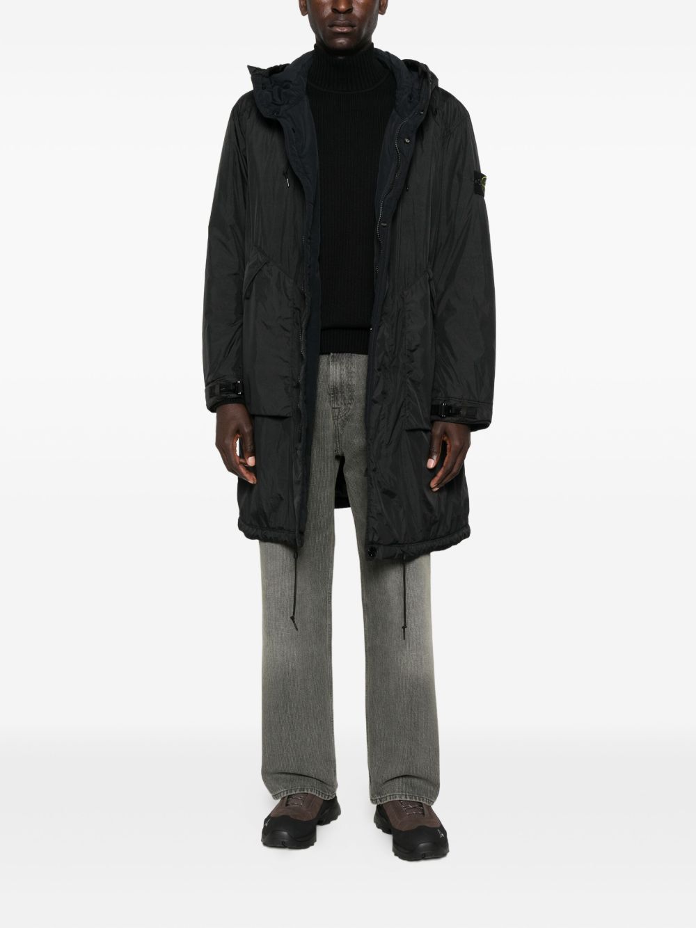 hooded drawstring coat