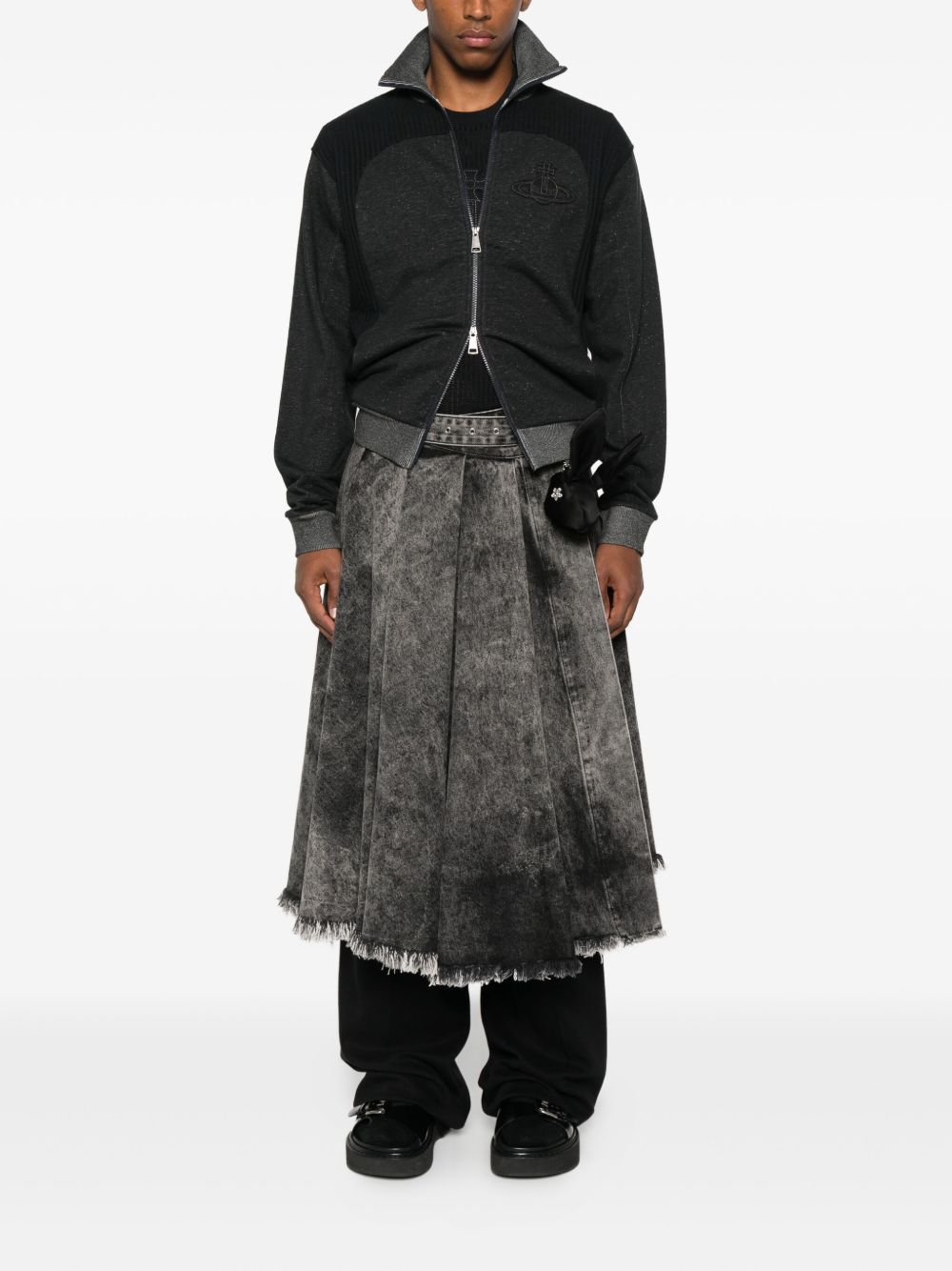 embroidered-orb zip-fastening sweatshirt