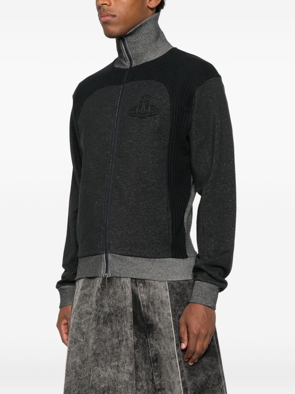 embroidered-orb zip-fastening sweatshirt