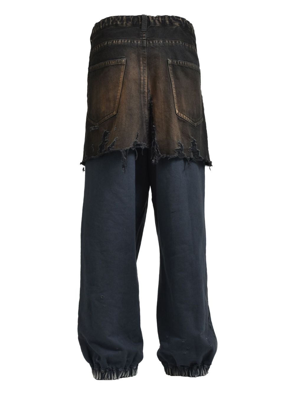 frayed denim-panel jeans