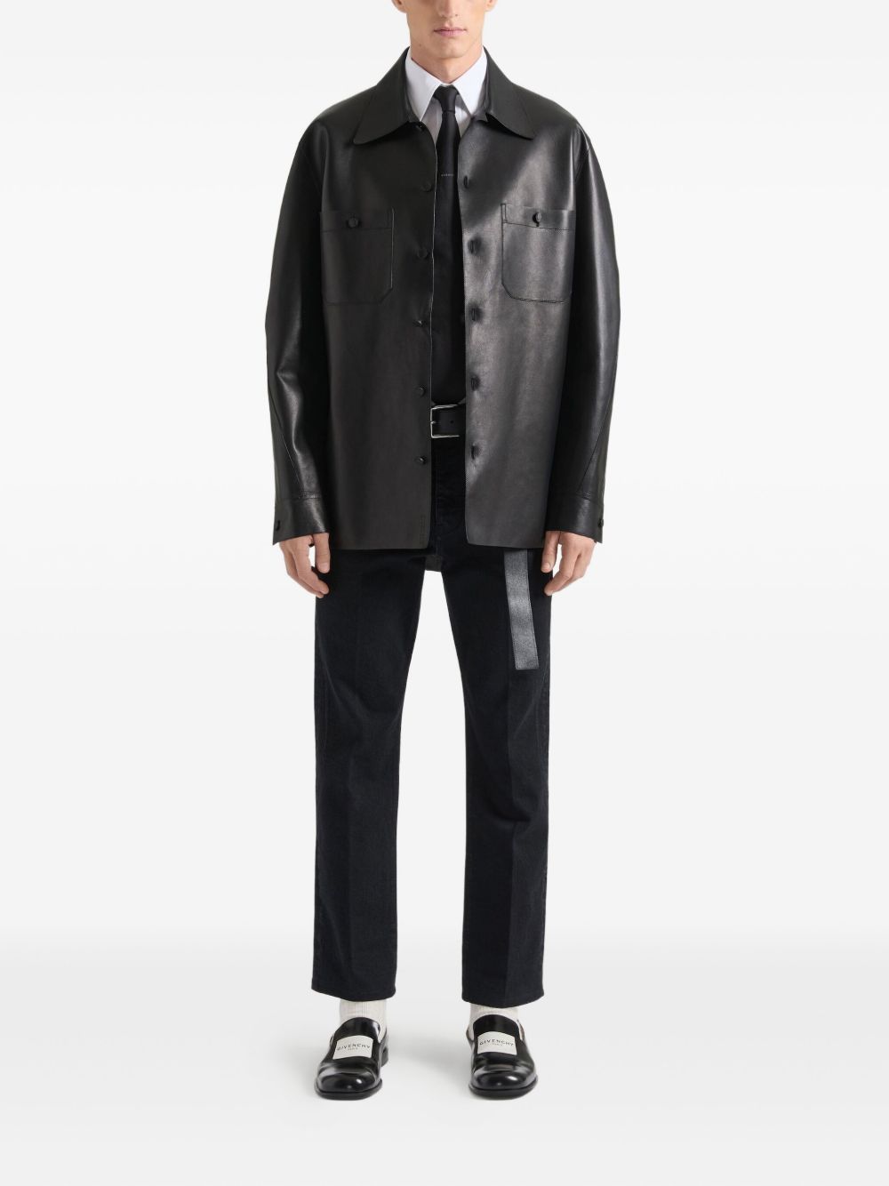 leather shirt jacket
