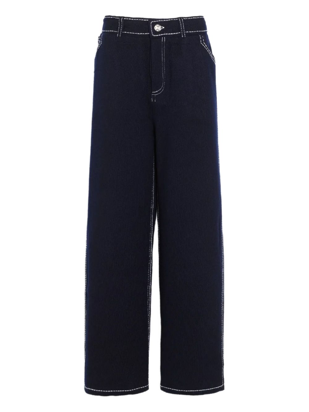 contrast-stitch wool trousers